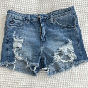 Distressed Blue Denim Shorts